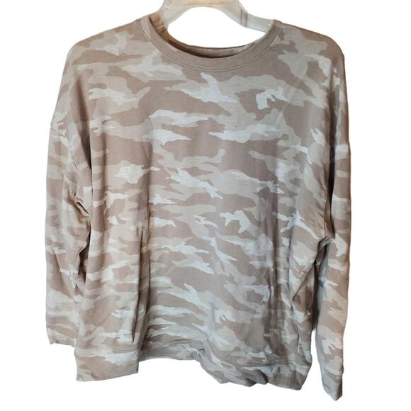 Athleta Tan Camo Crew Neck Sweatshirt, 1X - Picture 1 of 6